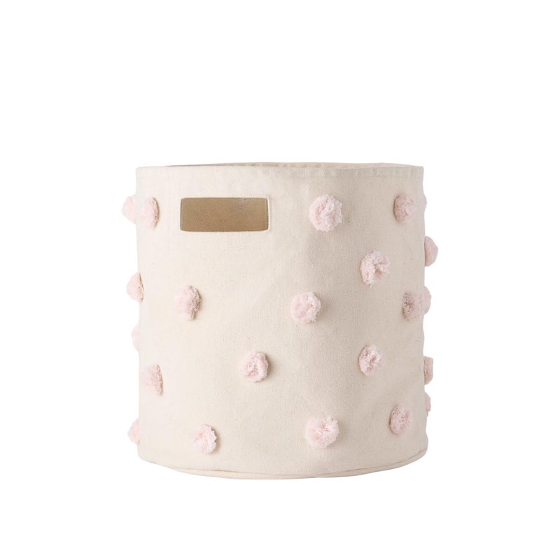 Pehr Pom Pom Basket, Bin (Blush) | 100% Cotton Canvas Storage for Nursery, Playroom & Home | Decorative Organizer | 13â€D x 12â€H - Image 1